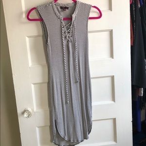 Slim fit black & white strip dress